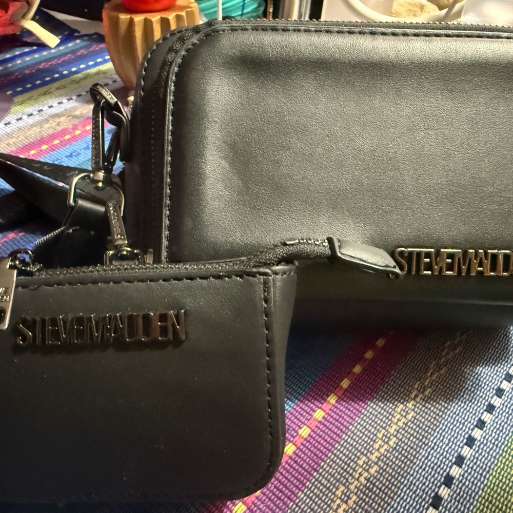 Steve Madden Black Leather Crossbody Bag